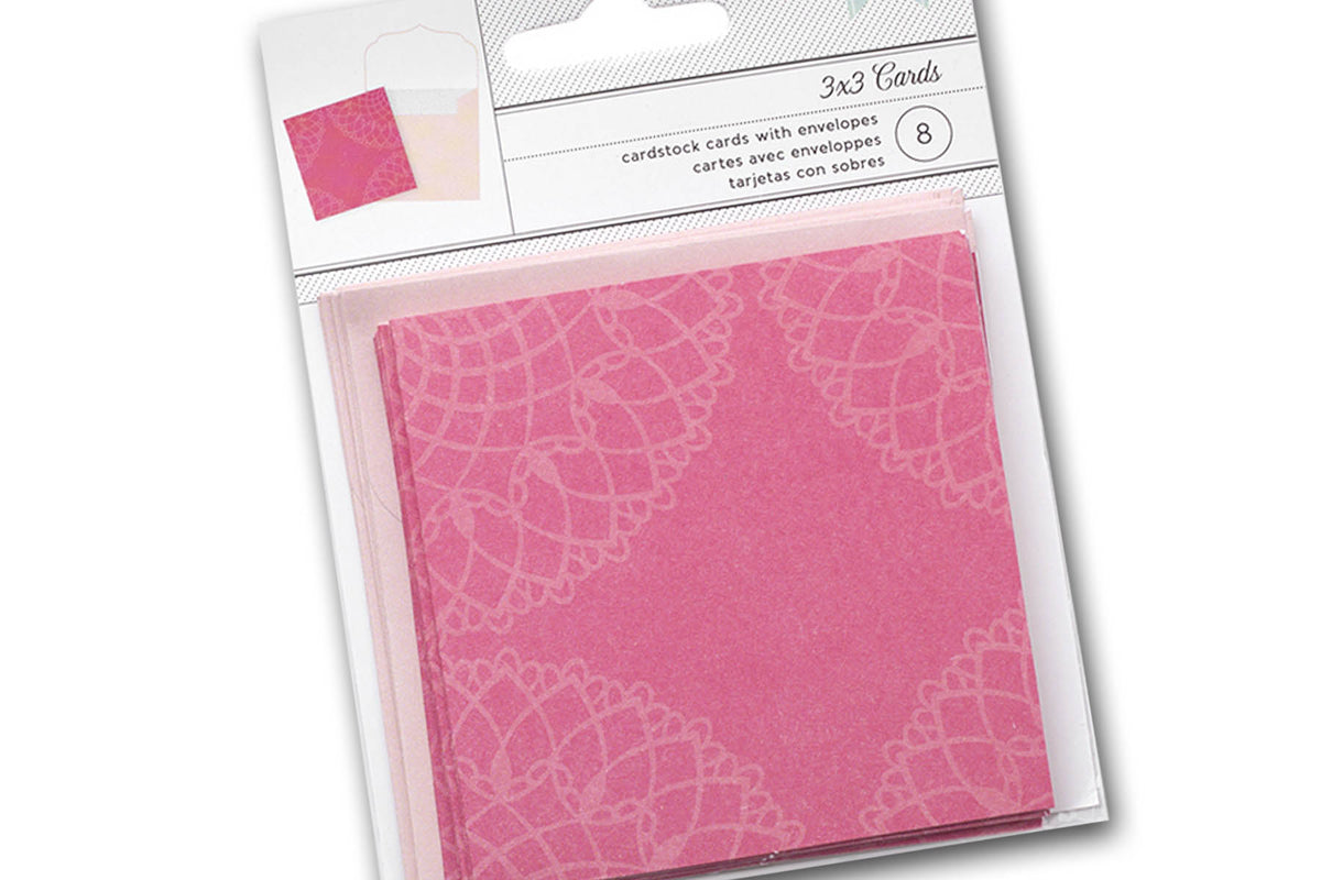 Pink 3x3 Folded Cards and Envelopes