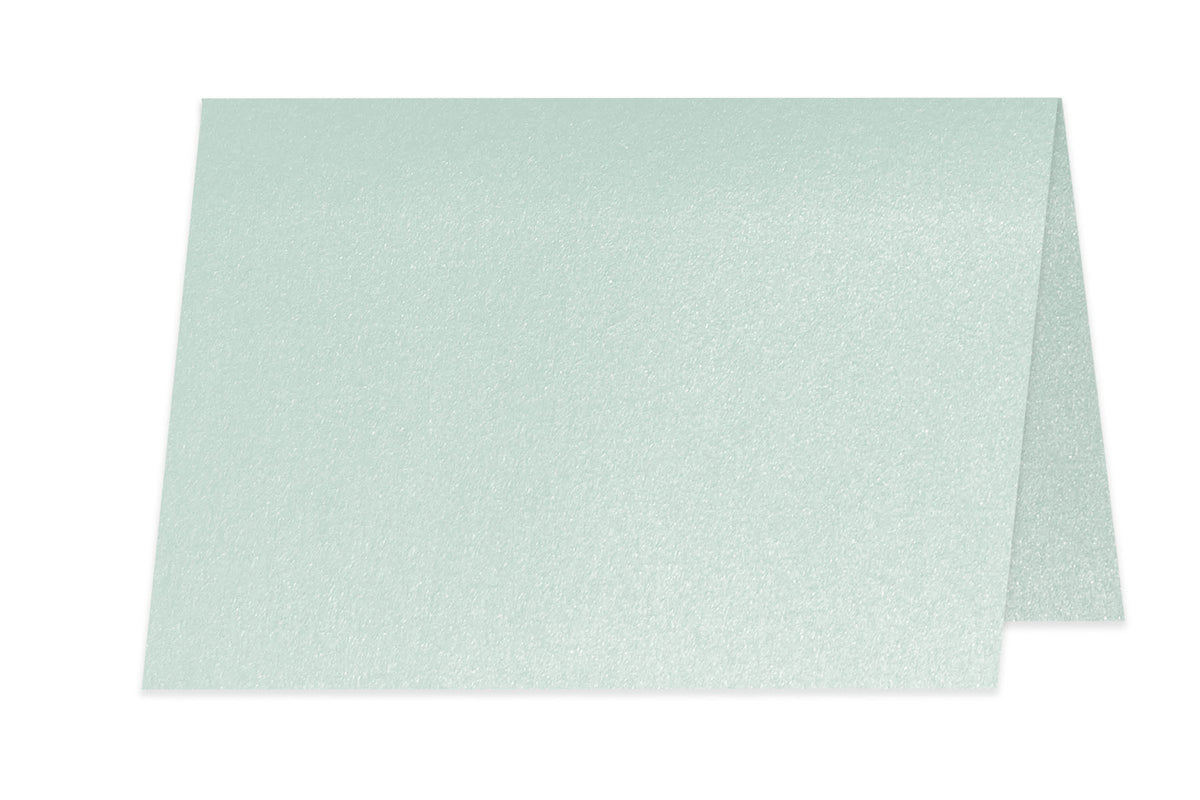 Metallic A9 Folded Pale blue green Discount Card Stock