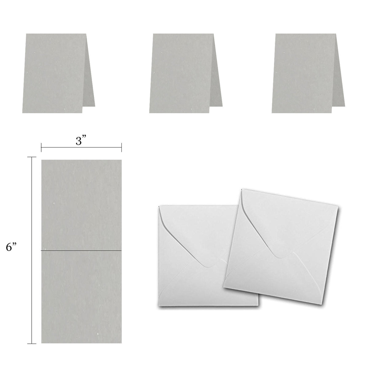 Blank Gray 3x3 Folded Discount Card Stock and Envelopes