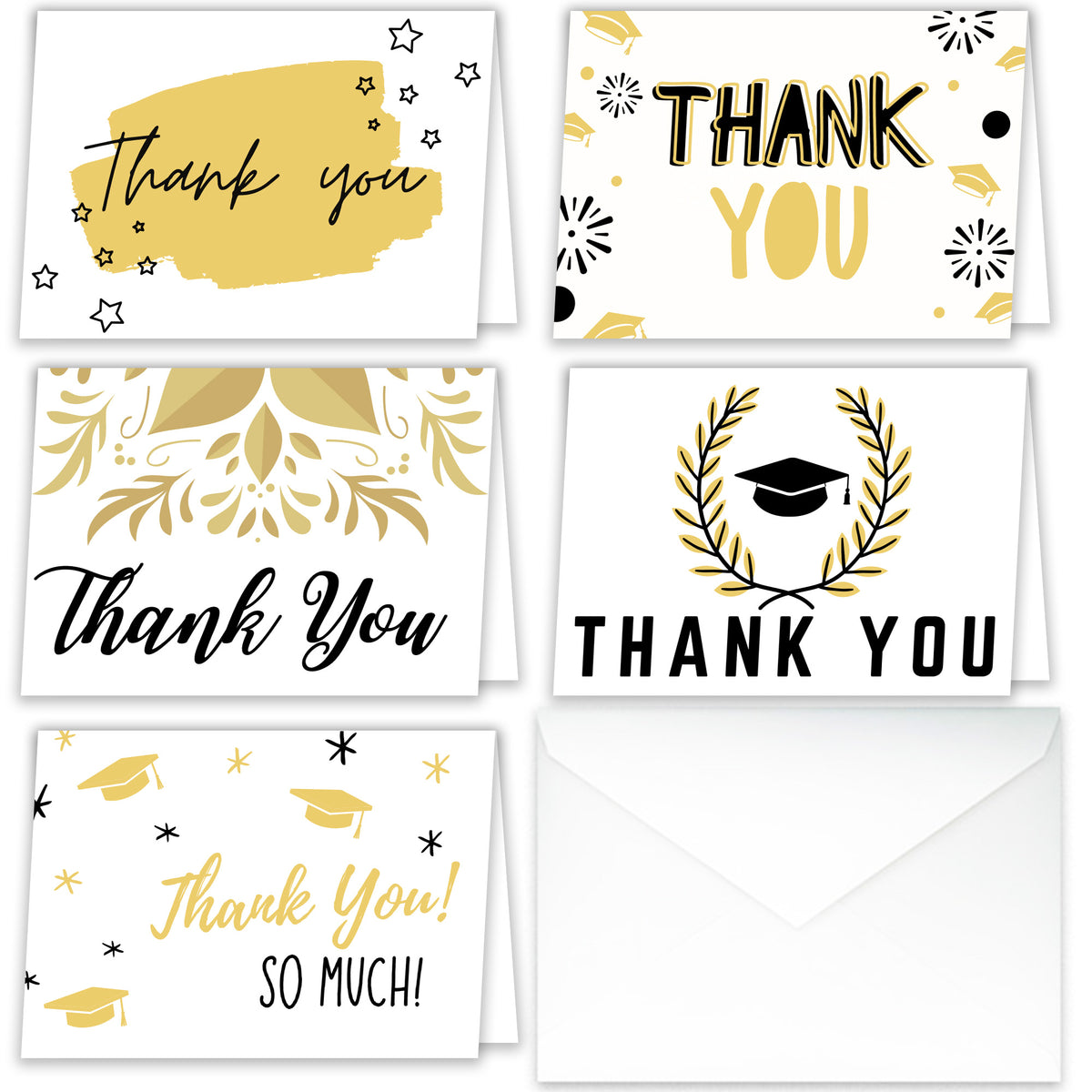 Pre-Printed Folded A1 Graduation Thank you Cards and Envelopes - 25 pack