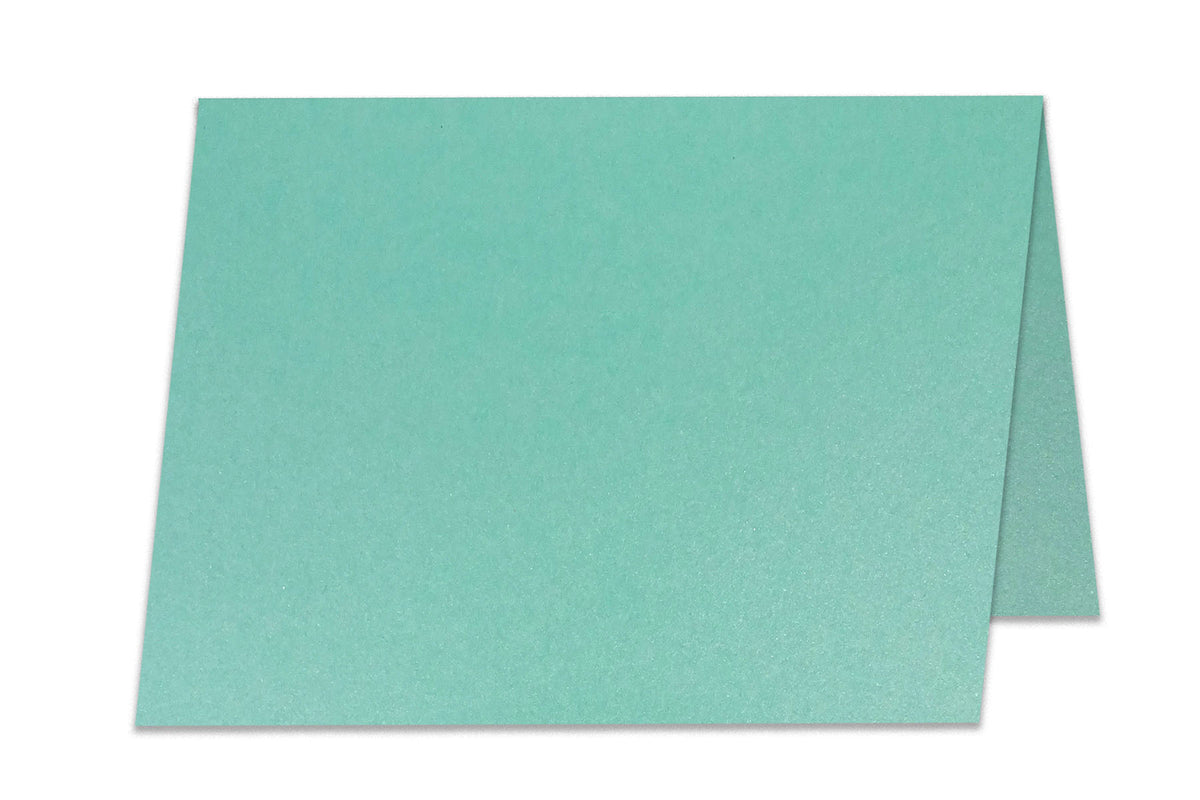 Blank Metallic Aqua A1 Folded Discount Card Stock Notecards