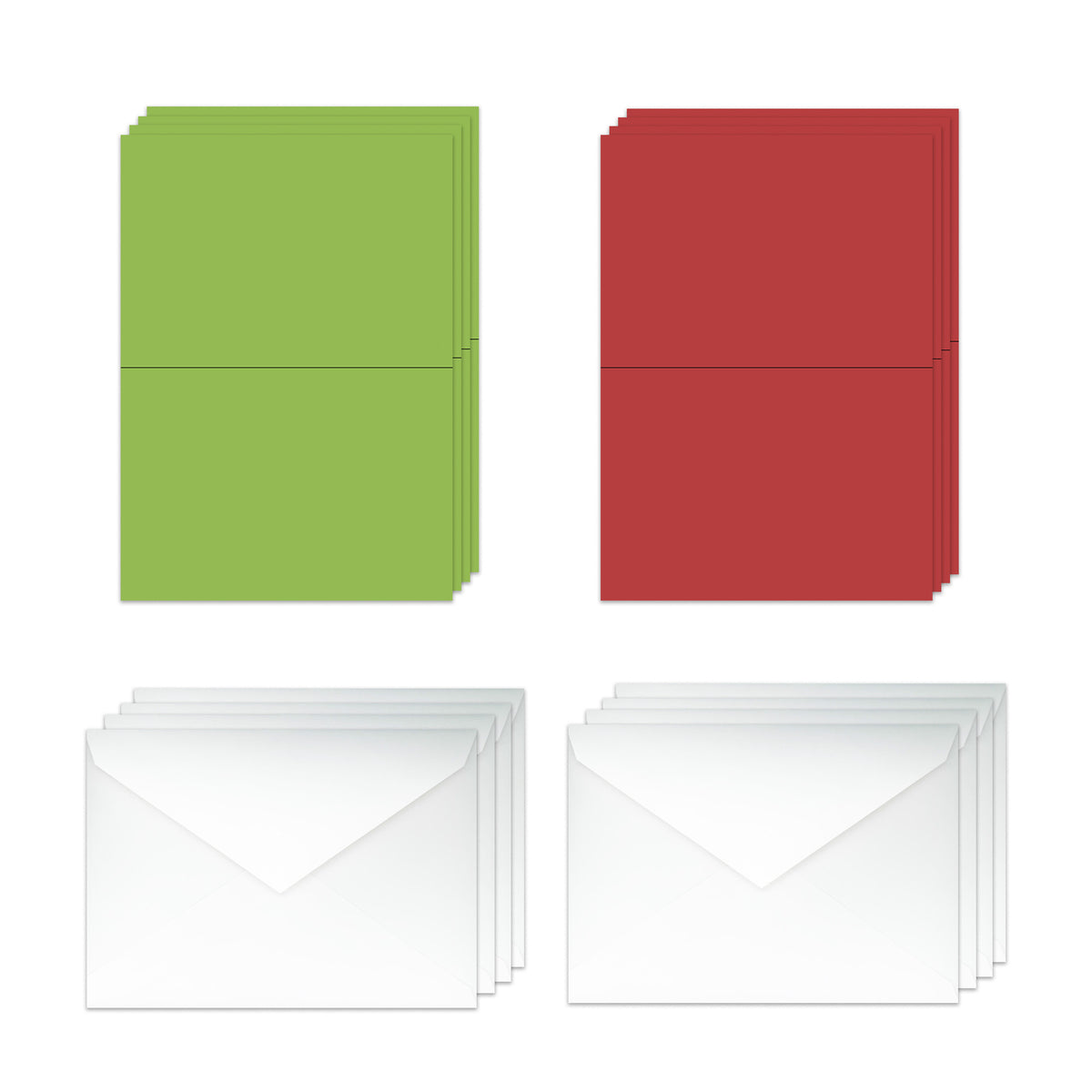 A2 Folded Discount Card Stock and Envelopes  - Red and Green