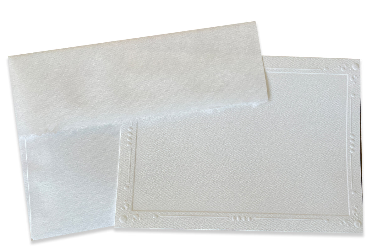Strathmore Photo Mount WHITE Embossed Cards and envelopes - 10 pack