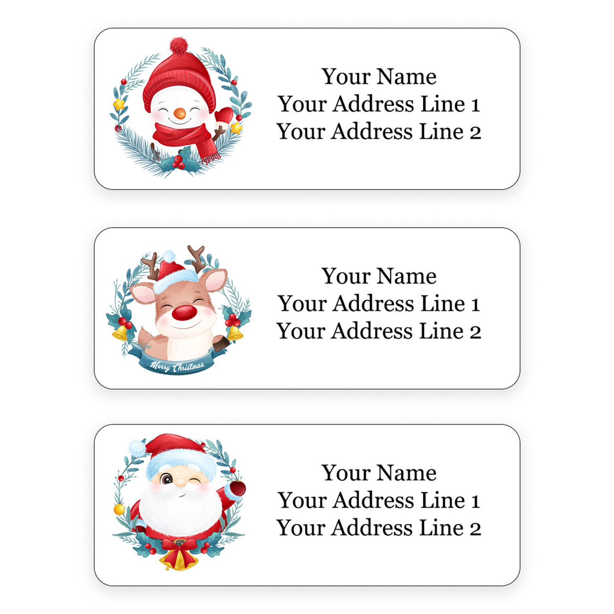 Personalized Christmas Theme Return Address Labels for Holiday Envelopes