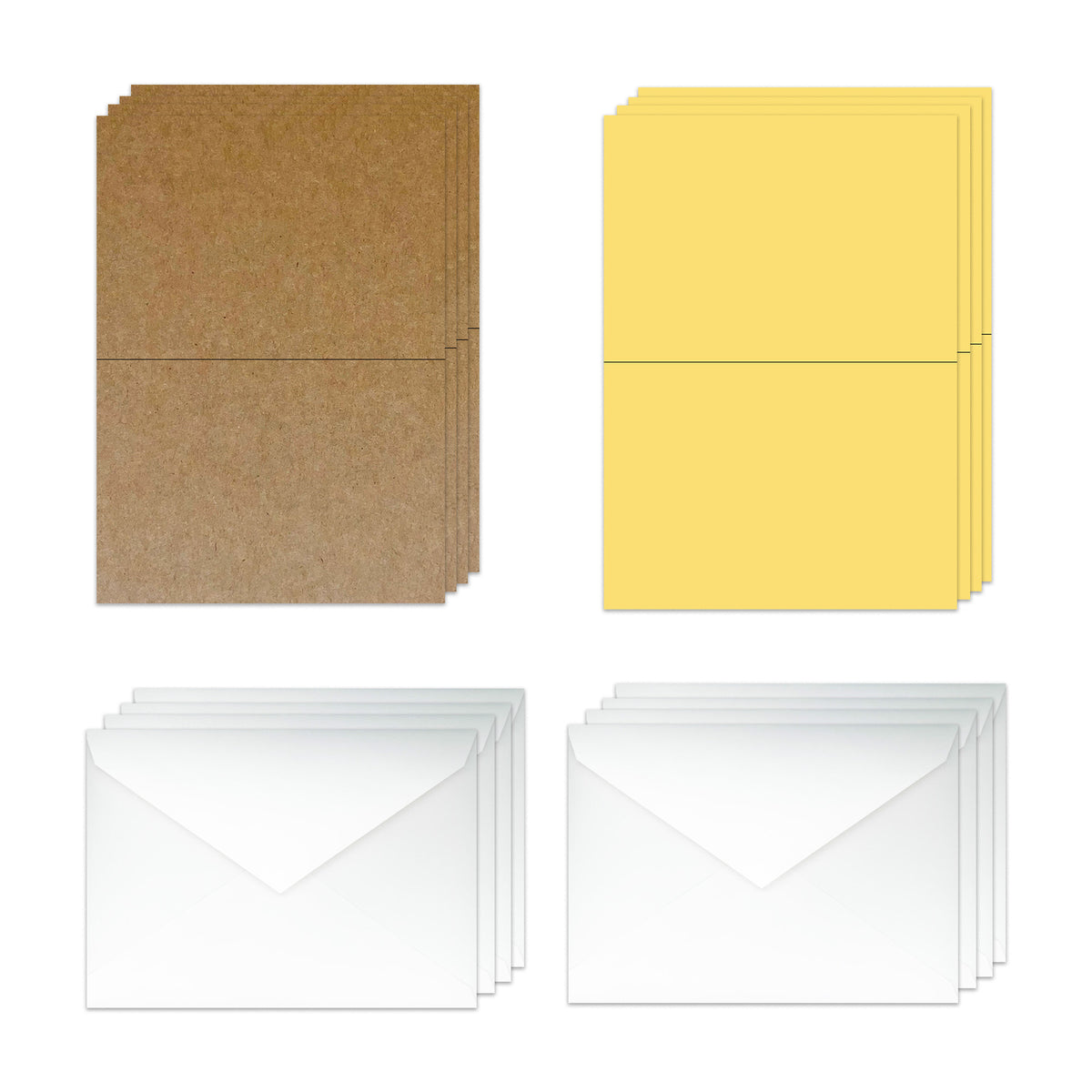 Blank 5x7 Folded Discount Card Stock and Envelopes  - Twine and Yellow