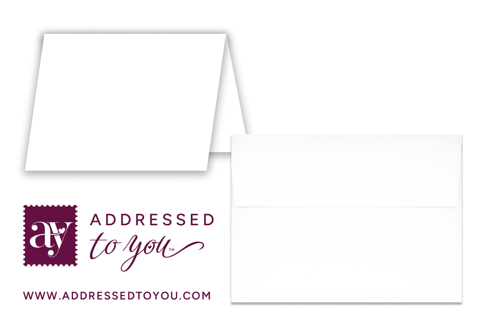 AddressedToYou WHITE A7 5x7 Folded Cards + Matching Envelopes