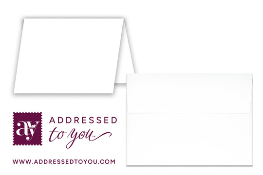 AddressedToYou WHITE A-2 4.25" x 5.5" Folded Cards + Matching Envelopes