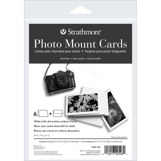 Strathmore Photo Mount WHITE Embossed Cards and envelopes - 6 pack
