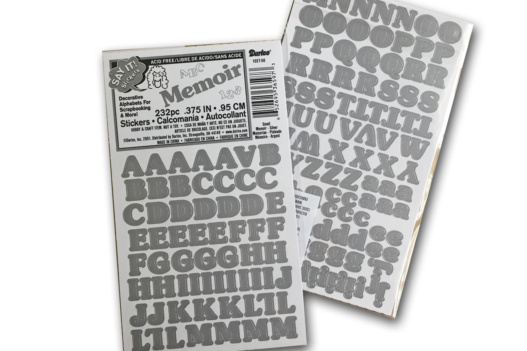 Silver Alphabet Stickers for card making, scrapbooks and paper crafts -  CutCardStock
