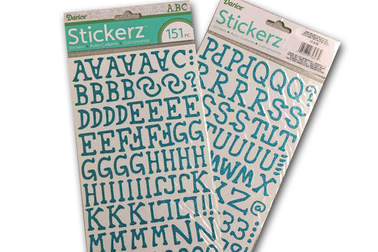 Blue Glitter Alphabet Stickers - 151 pieces