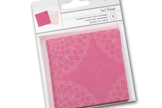Mini 3x3 inch Folded Pink Doily Cards and envelopes - 8 pack