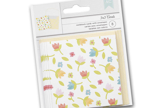 Mini 3x3 inch Folded Flower Cards and envelopes - 8 pack