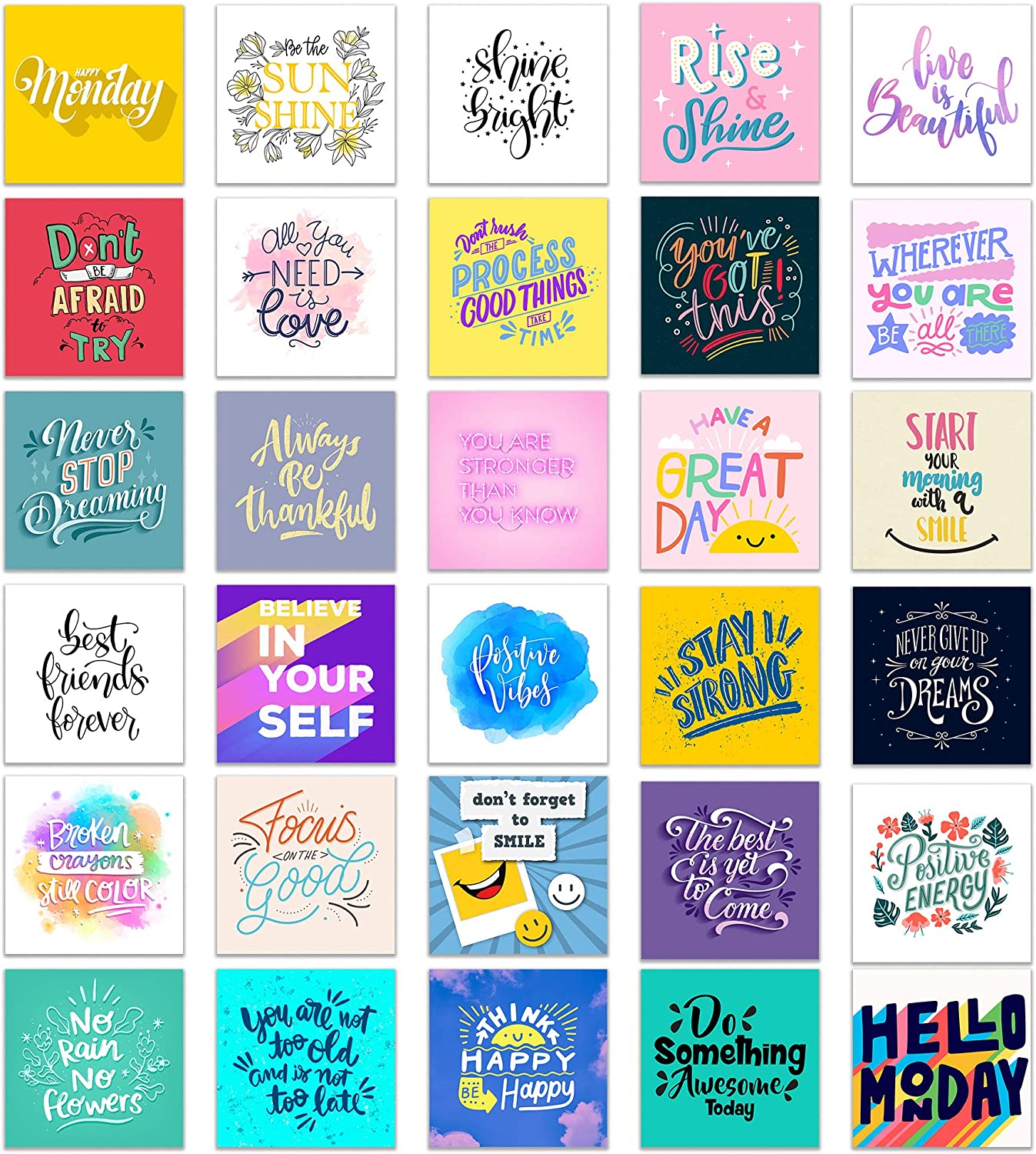 Premium Loving & Positive Style Matte Motivational Cards - Small 3.5 x  3.5 Card 60 Cards