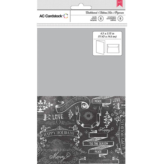 Holiday Chalkboard Folded A2 cards and Envelopes - Limited Quantity