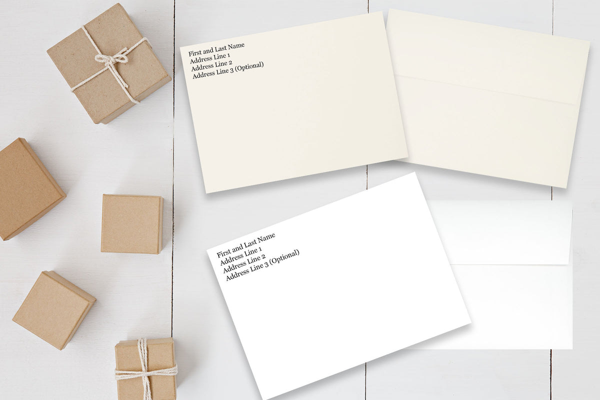 White or Natural A7 Discount 70 lb Envelopes with Return Address