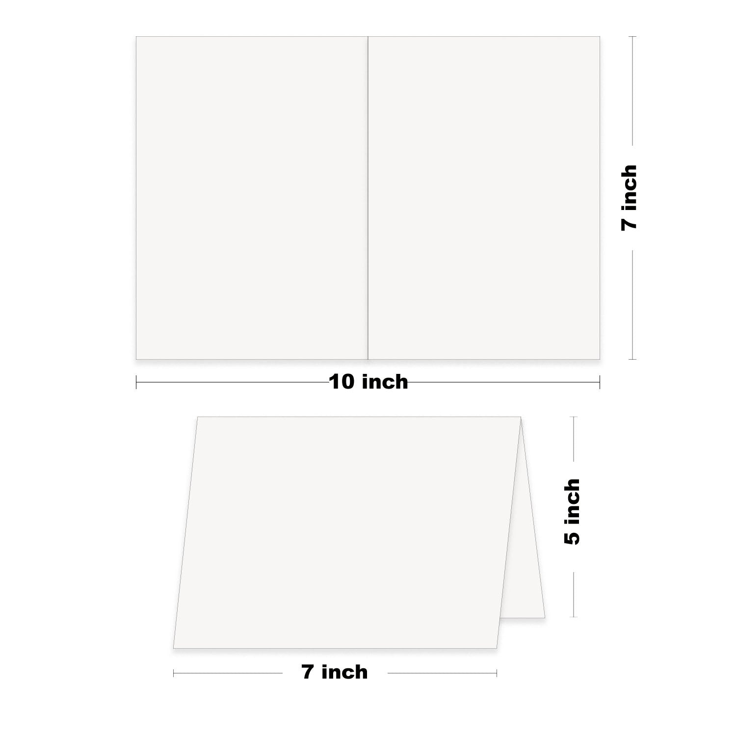Reskid 100-Pack Of Heavyweight White Blank Cards - 7x10 Scored To 5x7  Greeting Cards - 110lb Blank Cards - Printable Note Cards (5x7, inches)