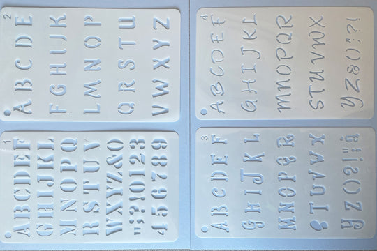 Set of 4 Alphabet Journal Stencils - Set #1