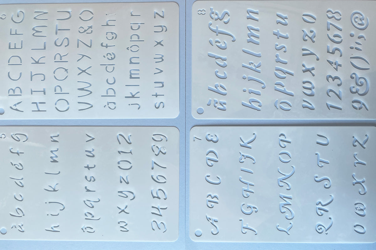 Set of 4 Alphabet Journal Stencils - Set #2