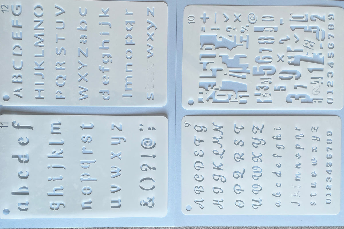 Set of 4 Alphabet Journal Stencils for Bullet Journals- Set #3