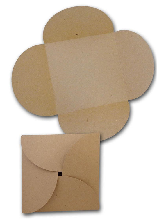 BROWN BAG PAPER 6.25 SQUARE Petal Card INVITATIONS 65 cover wt KRAFT 10 pack
