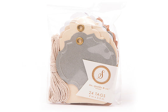 Blank Assorted 2x3 inch DIY Tags with Twine  - 24 pack