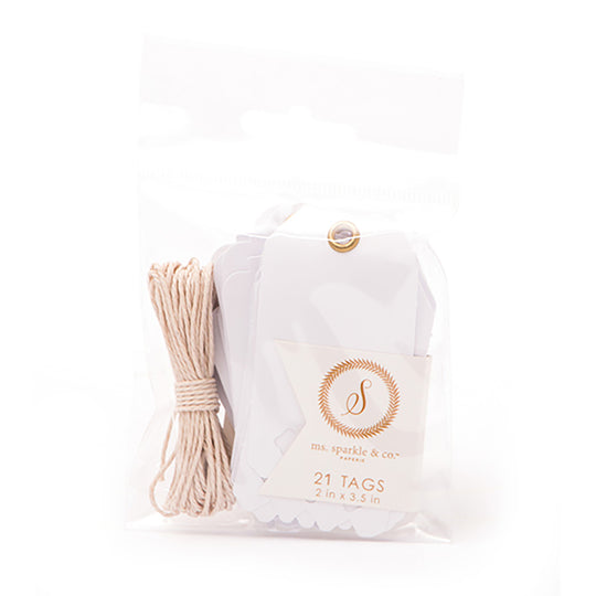 Blank White 1.5x3 inch DIY Tags with Twine  - 20 pack