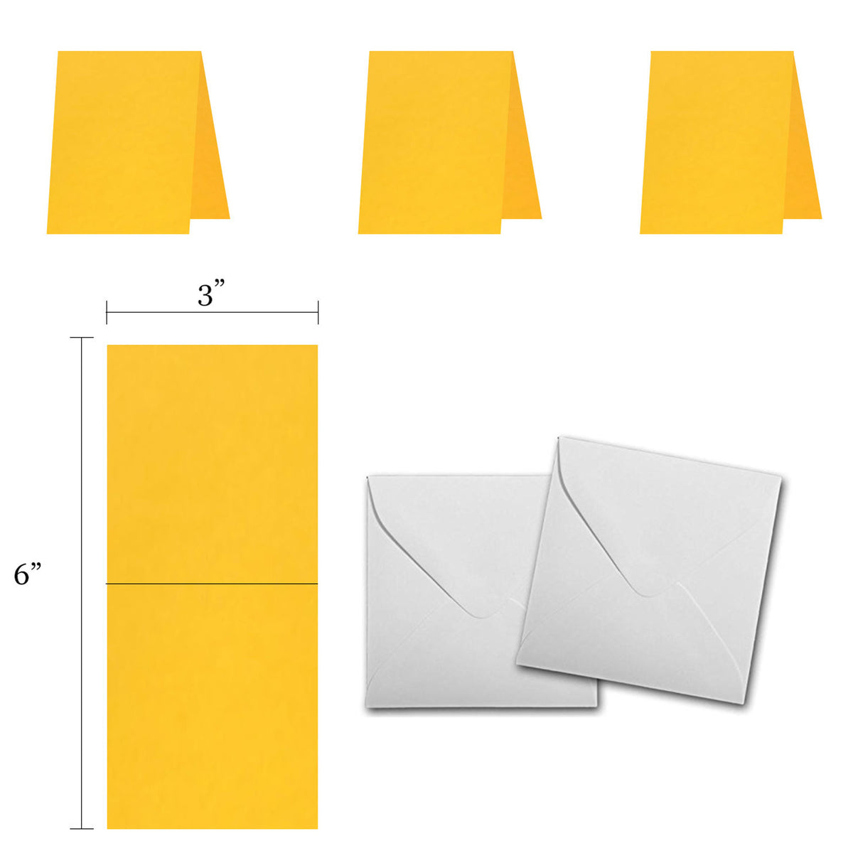 Blank Yellow  3x3 Folded Discount Card Stock and Envelopes