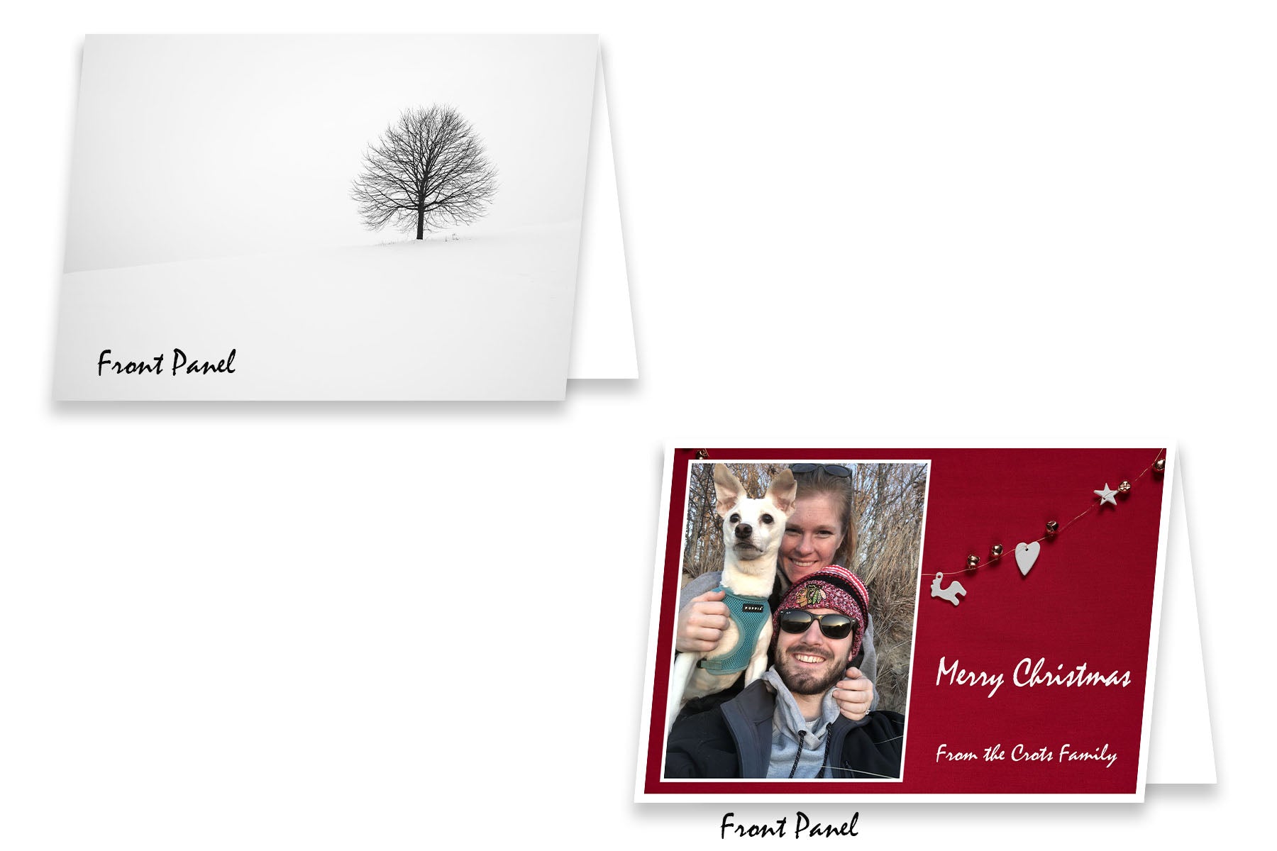 Folded Christmas Card Template, 5x7 Happy Holidays Greeting Card