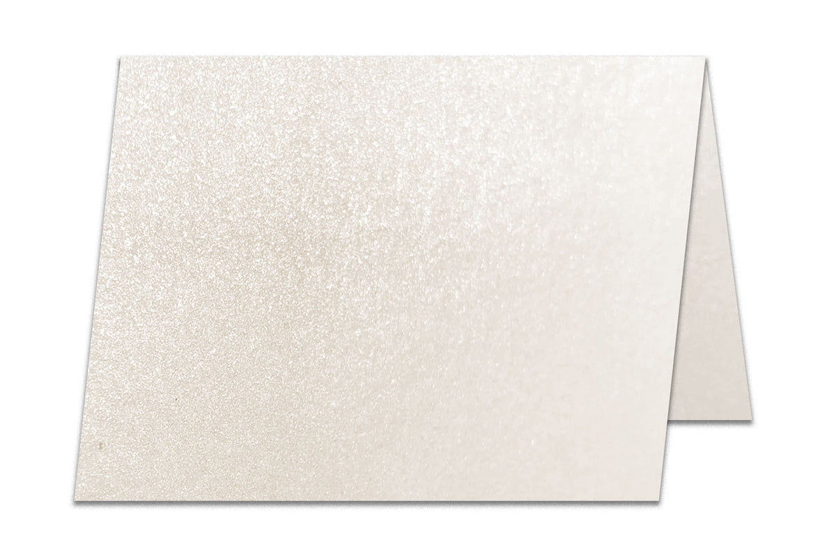 Blank Metallic Off White A7 Folded Discount Card Stock