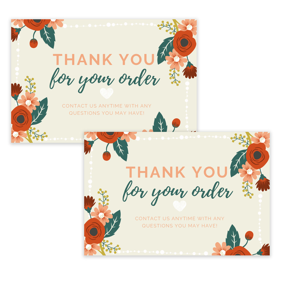 Pre-Printed Thank you Cards on 4x6 Discount Card Stock - 50 pack