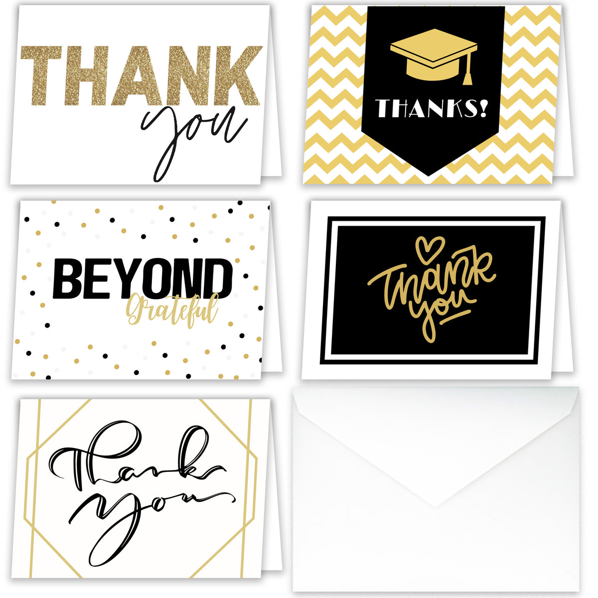 Pre-Printed Folded A1 Graduation Thank you Cards and Envelopes - 25 pack