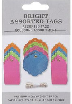 Blank Bright Colors 1.75x2.5 inch  DIY Tag Assortment with String  - 24 pack