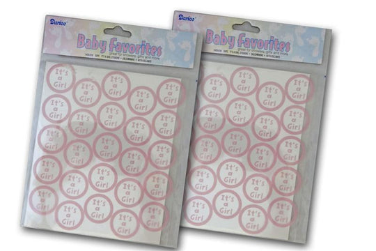 ITS A GIRL Clear self adhesive Sticker Seals - 50 count
