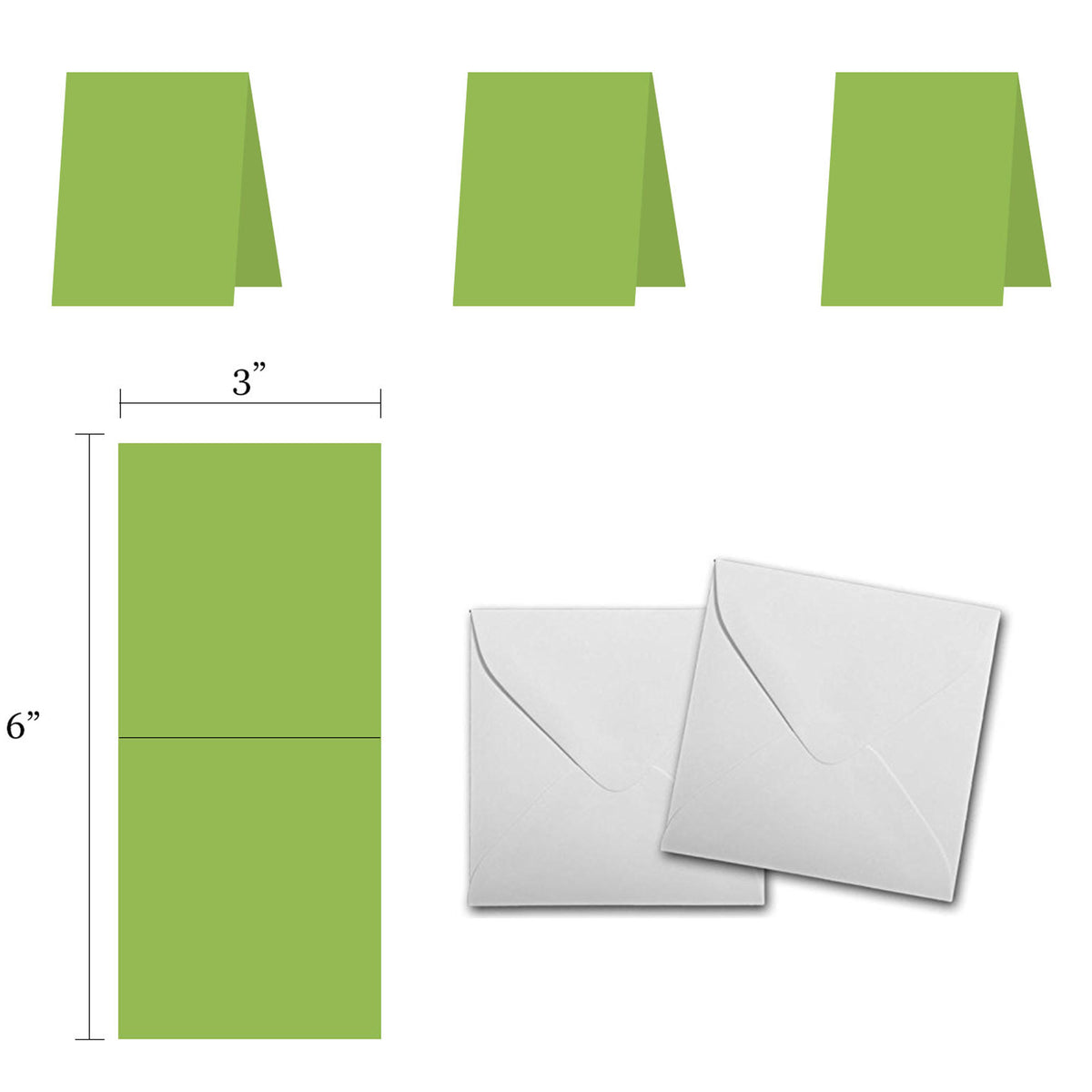 Blank Green 3x3 Folded Discount Card Stock and Envelopes