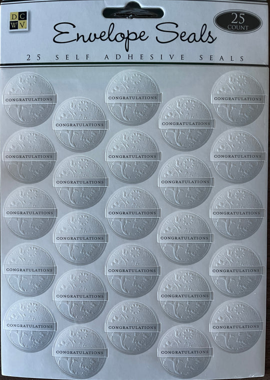 DCWV Embossed CONGRATULATIONS Envelope Sticker Seals - 25 pack