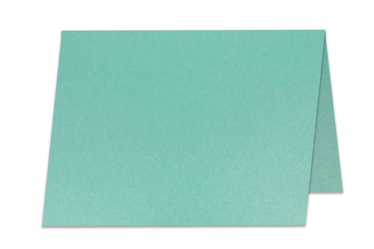 Metallic A9 Folded Aqua Discount Card Stock