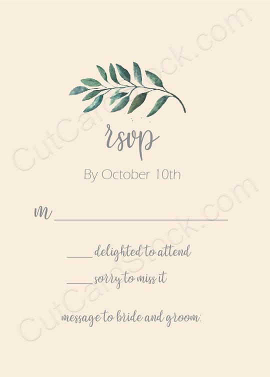 Leaf Greenery A1 RSVP cards for DIY Invitations