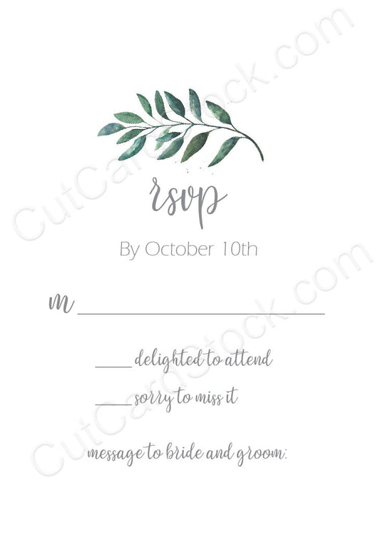 Leaf Greenery A1 RSVP cards for DIY Invitations