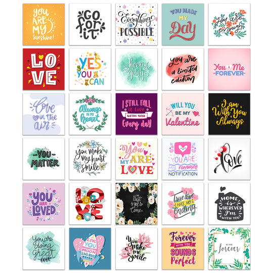 Premium Loving & Positive Style Matte Motivational Cards - Small 3.5" x 3.5" Card 60 Cards