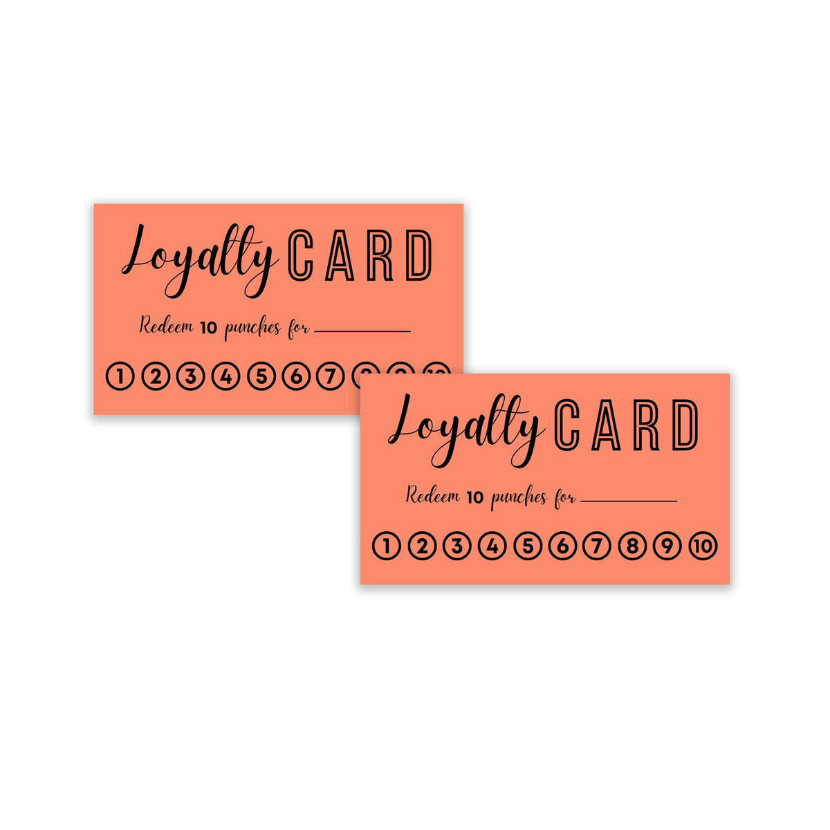 Premium Loyalty Punch Business Cards - Small 3.5&quot; x 2&quot; Card 100 Cards