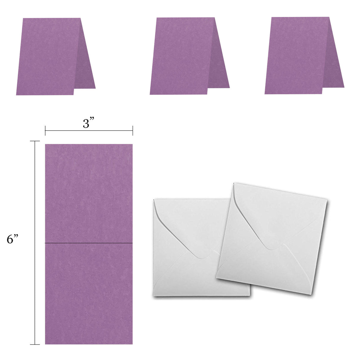 Blank Purple 3x3 Folded Discount Card Stock and Envelopes