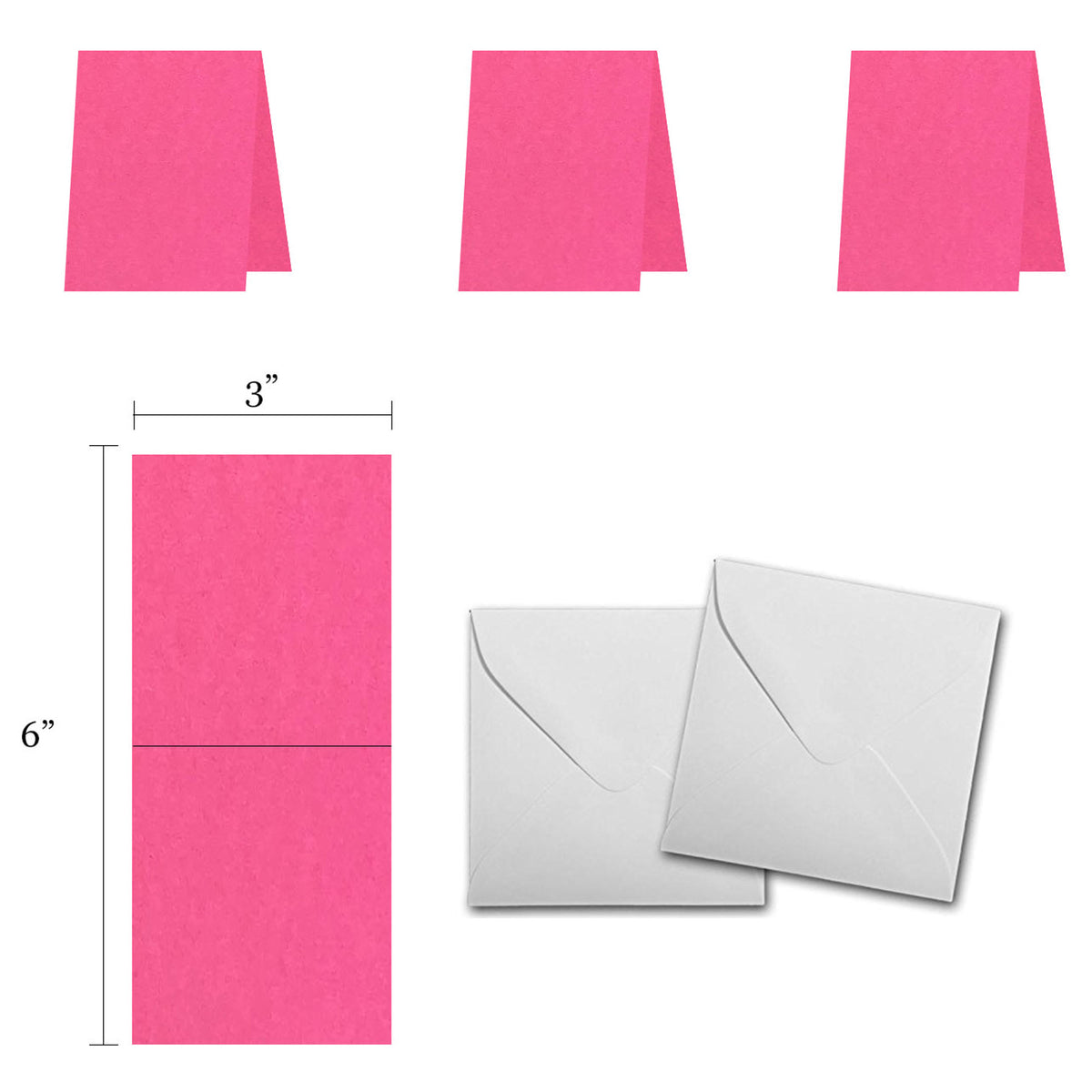Blank Pink 3x3 Folded Discount Card Stock and Envelopes