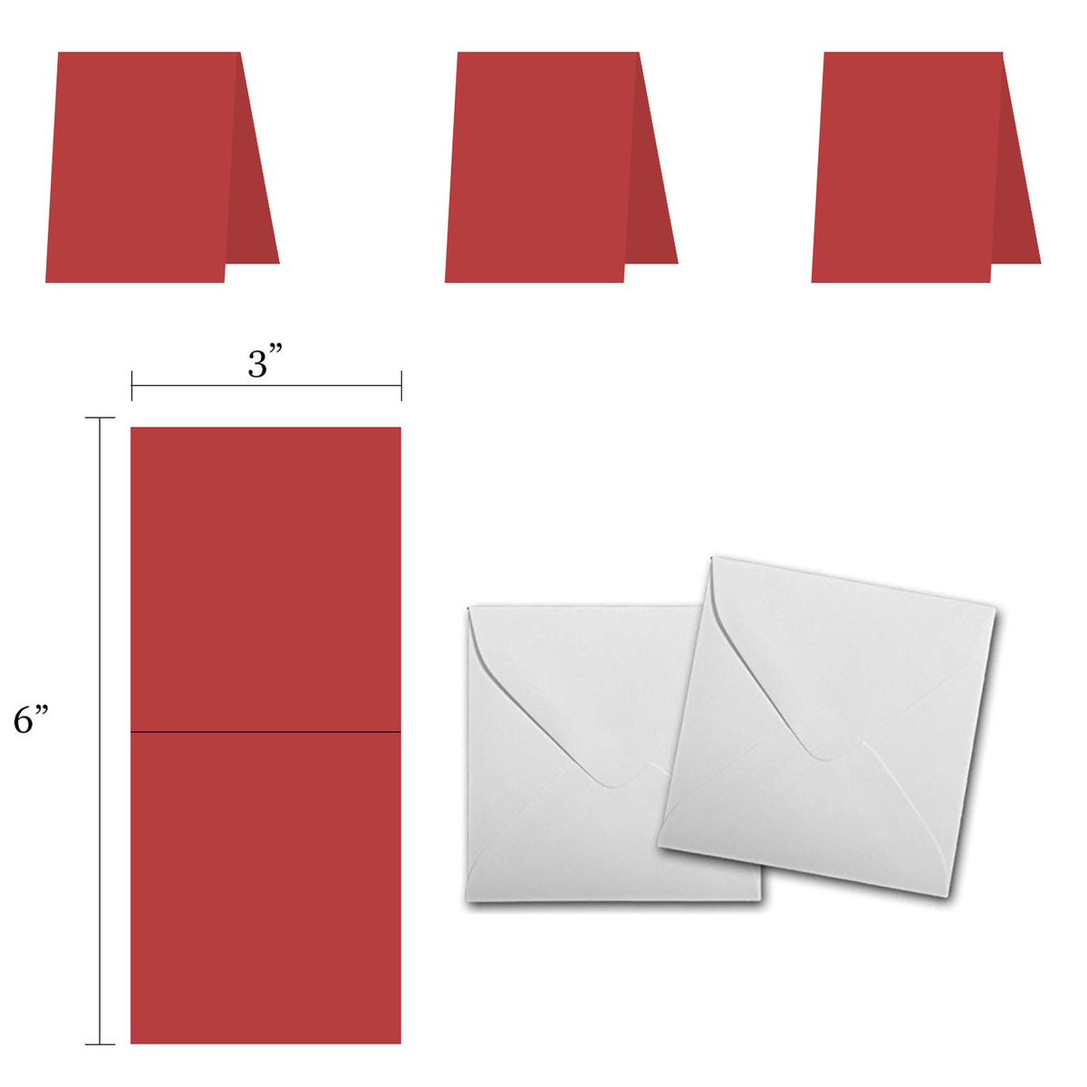 Blank Red 3x3 Folded Discount Card Stock and Envelopes