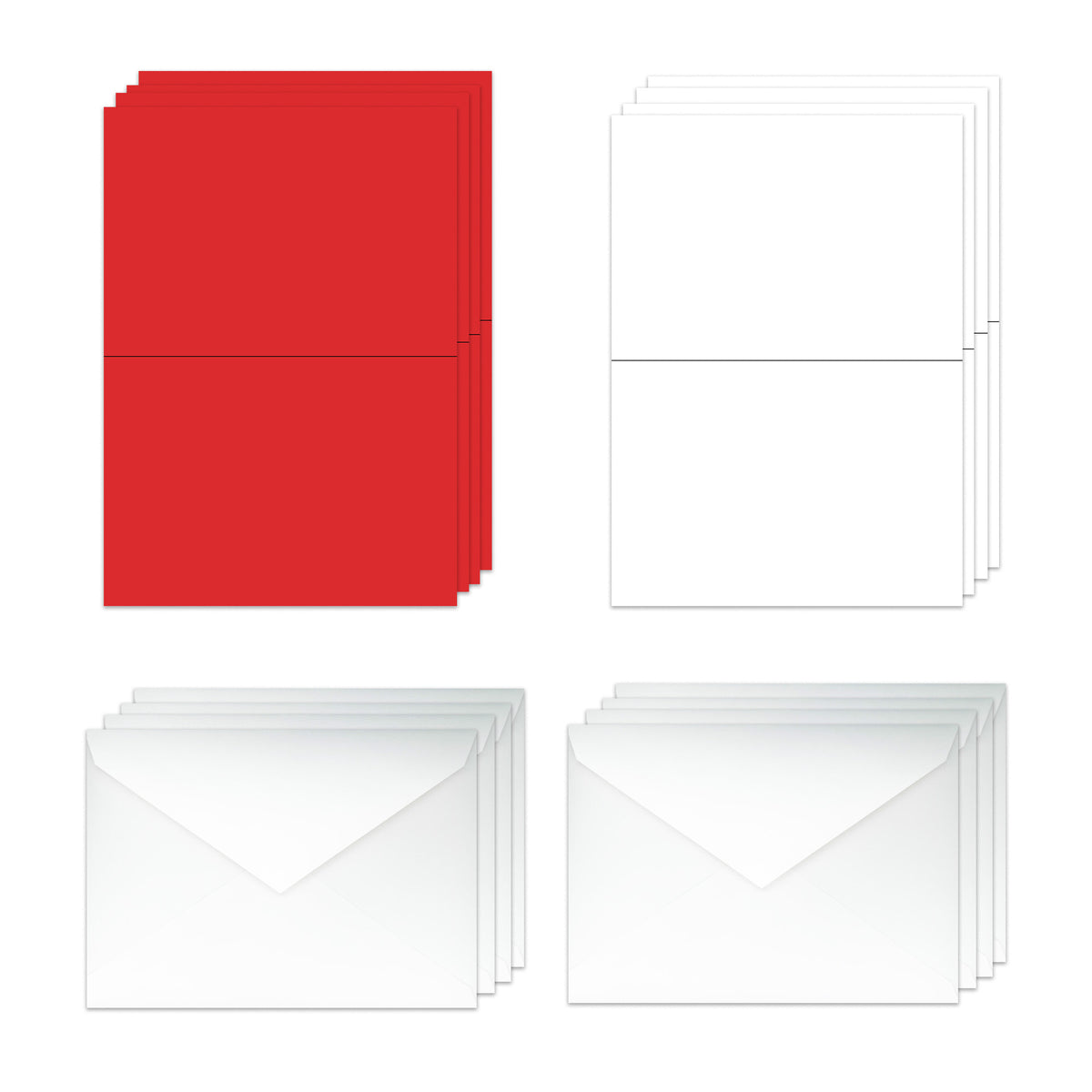 Blank 5x7 Folded Discount Card Stock and Envelopes  - Red and White
