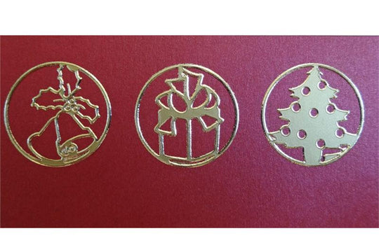 Round Christmas Outline Stickers - Silver - 1 Sheet