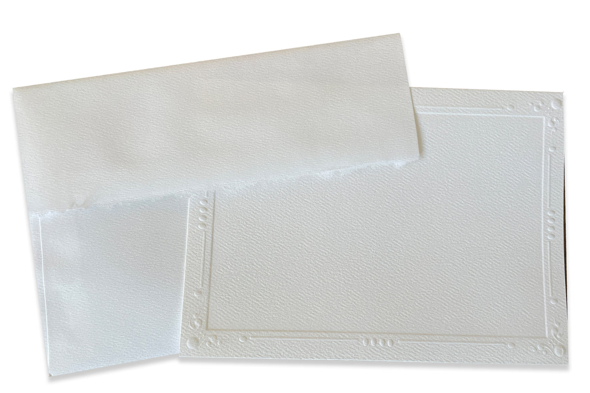 Strathmore Photo Mount WHITE Embossed Cards and envelopes - 6 pack