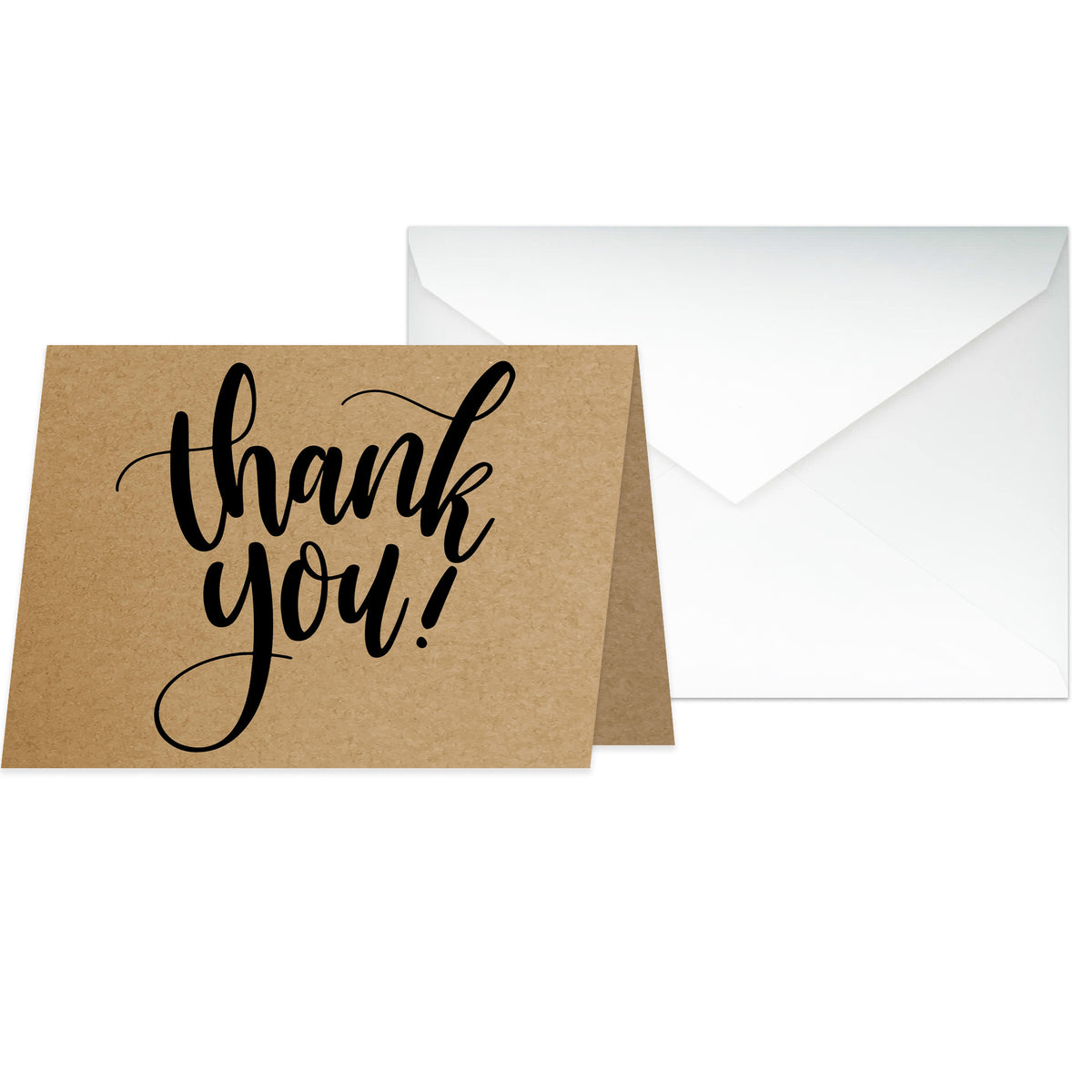 Pre-Printed KRAFT Folded A1 Thank you Cards and Envelopes - 50 pack