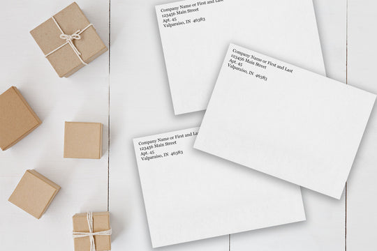Holiday A7 White, Green, or Red Envelopes with Return Address