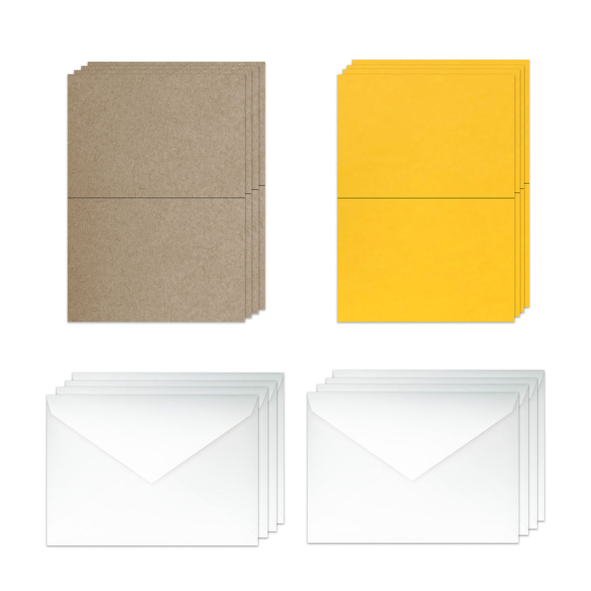 A2 Folded Discount Card Stock and Envelopes - Yellow and Twine