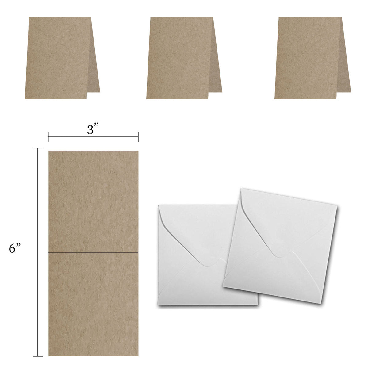 Blank Kraft 3x3 Folded Discount Card Stock and Envelopes